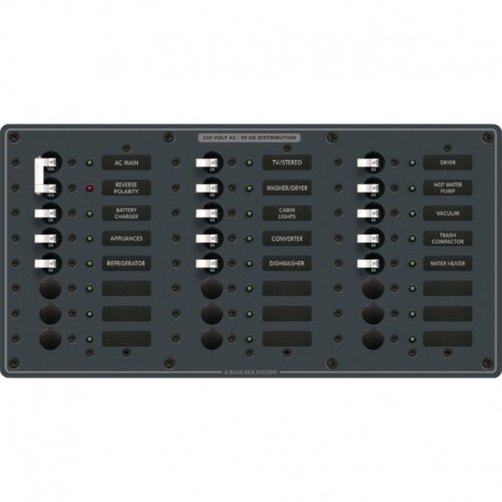 Blue Sea 8565 Breaker Panel - AC Main + 22 Positions (European) - White